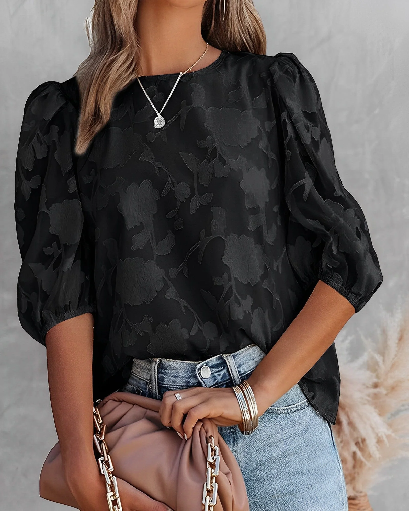 Chiffon Blouse Women – Elegant Puff Sleeve Top for Casual Festive Wear - Image 8
