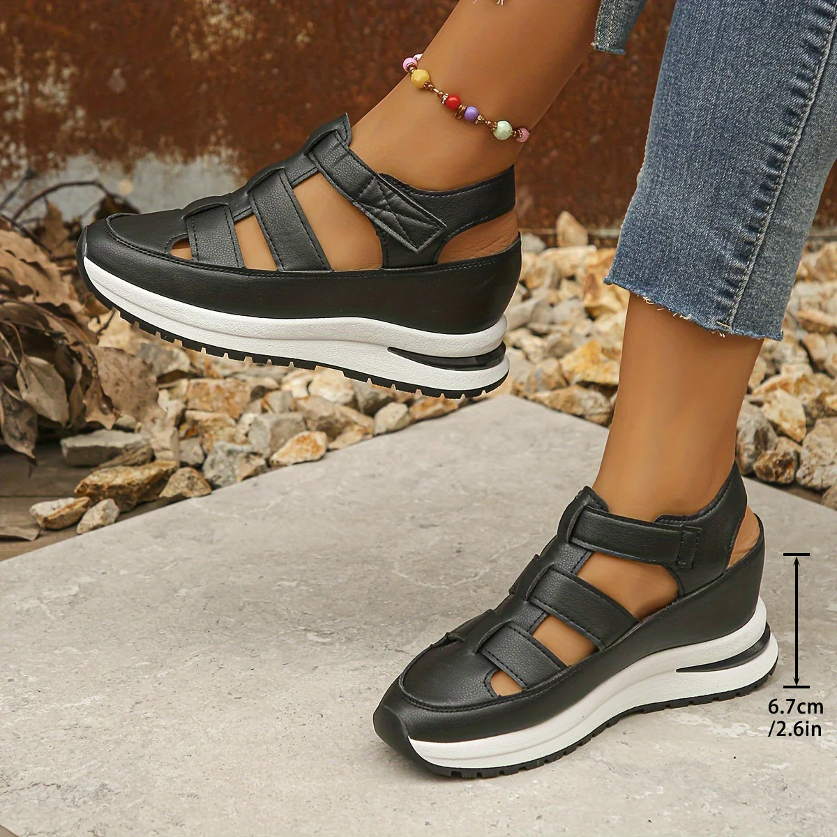 Platform Sandals Women – Stylish Velcro Straps and Padded Sole for Comfort - Image 10