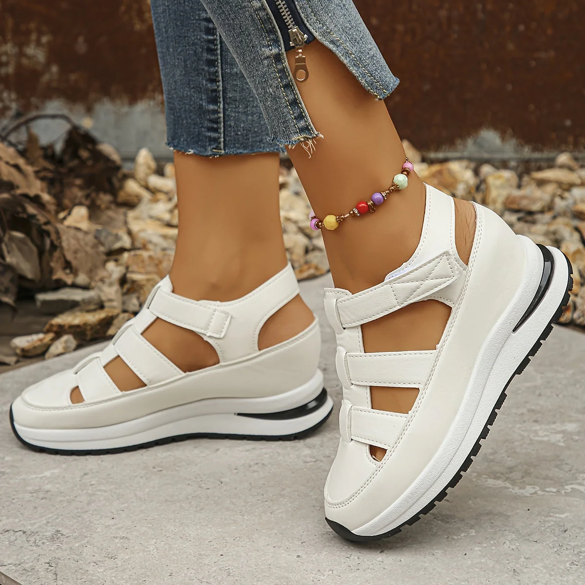 Platform Sandals Women – Stylish Velcro Straps and Padded Sole for Comfort - Image 11