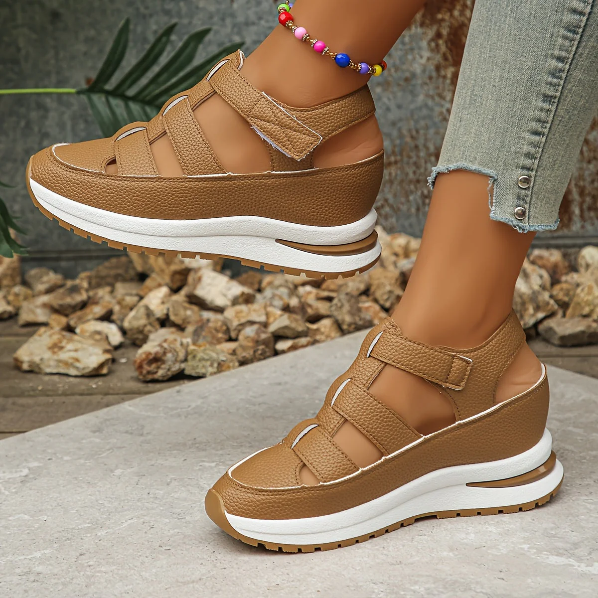 Platform Sandals Women – Stylish Velcro Straps and Padded Sole for Comfort - Image 12