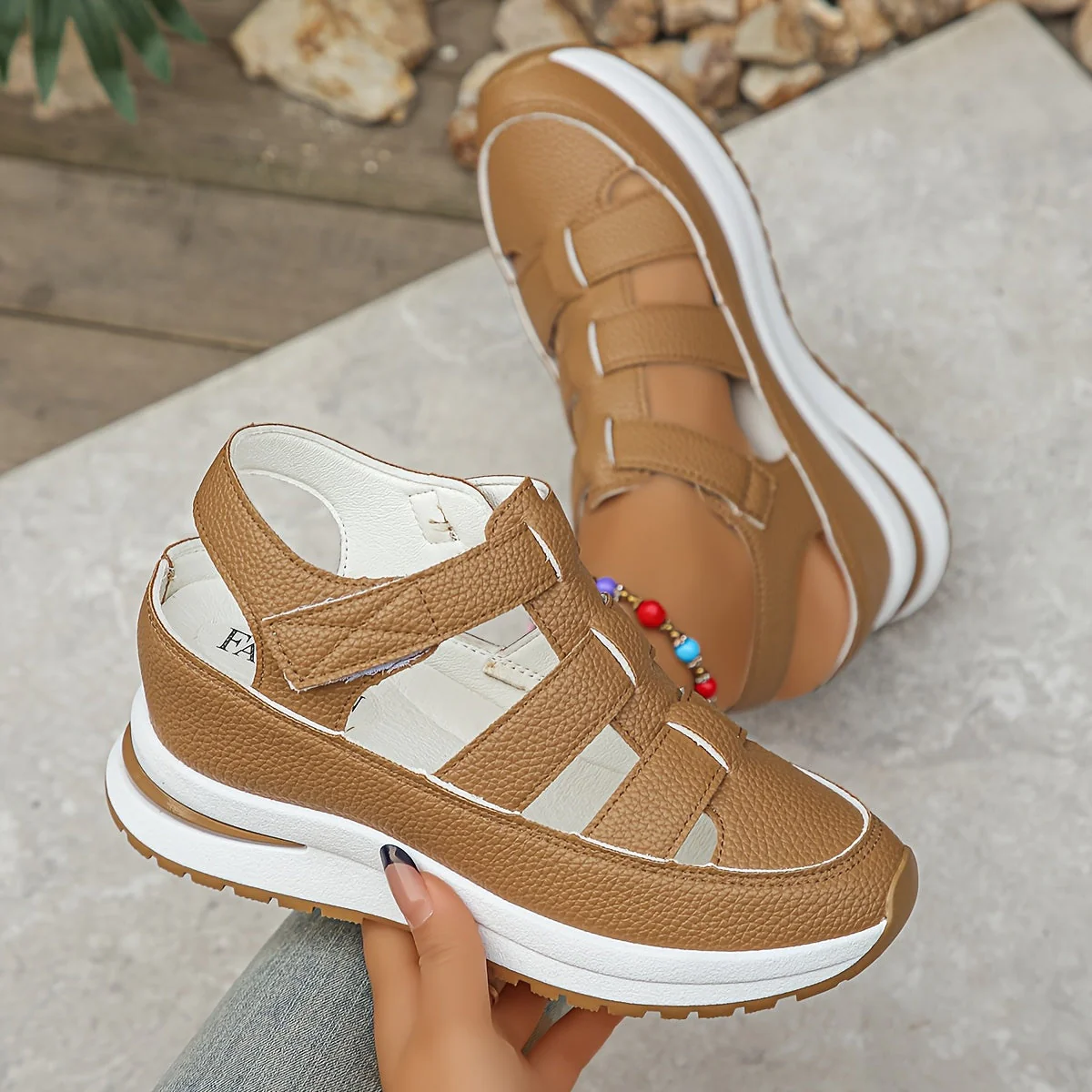 Platform Sandals Women – Stylish Velcro Straps and Padded Sole for Comfort - Image 7