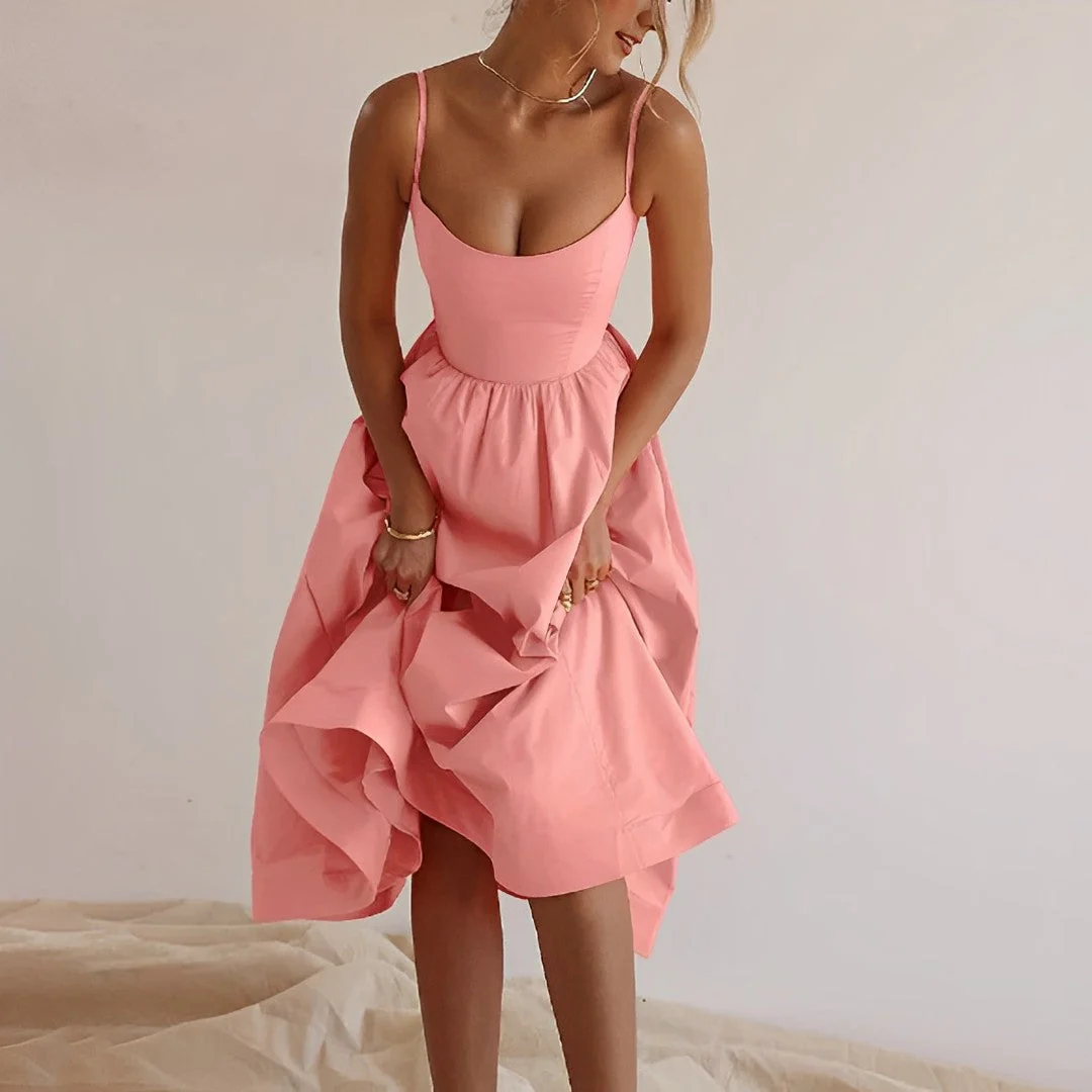 Puff Dress – Elegant Spaghetti Strap Dress with Puff Sleeves for Parties"
Optimized Title: "Elegant Puff Dress – Spaghetti Strap Party Dress with Puff Sleeves - Image 4